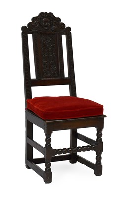 Lot 496 - An 18th Century Joined Oak Hall Chair, the...