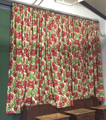 Lot 1245 - A Large Pair of Linen Curtains Printed with...