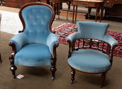 Lot 529 - A Victorian Carved Mahogany Framed Armchair,...
