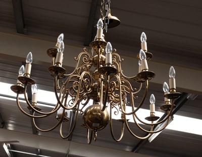 Lot 541 - A Dutch-Style Brass Seventeen Light...