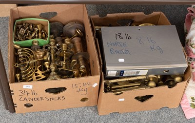 Lot 263 - 19th Century and Later Brass Candlesticks,...