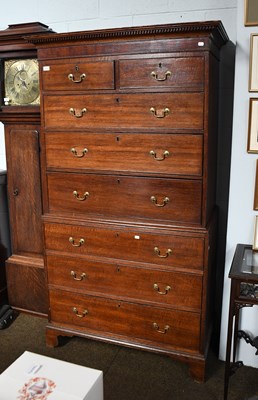 Lot 544 - A George III Oak Chest on Chest, 104cm by 53cm...