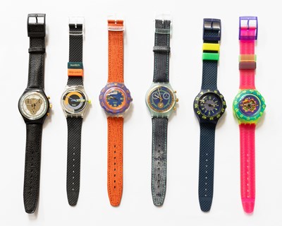 Lot 344 - Six Swatch Wristwatches, watch models...