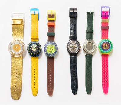 Lot 343 - Six Swatch Wristwatches, watch models...