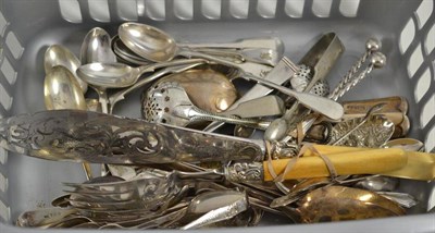 Lot 32 - A collection of 18th century and later silver flatware