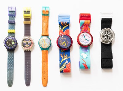 Lot 342 - Six Swatch Wristwatches, watch models...