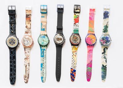 Lot 341 - Seven Swatch Wristwatches, watch models...
