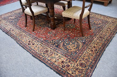 Lot 1104 - Tabriz Carpet, the terracotta field centred by...