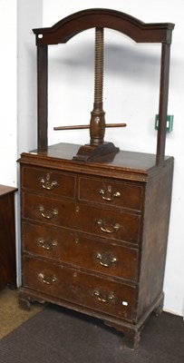 Lot 571 - An 18th Century Oak Chest of Drawers, four...