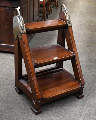 Lot 557 - A Set of Modern Carved Mahogany Library Steps,...