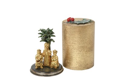 Lot An Elizabeth II Parcel-Gilt Silver and Enamel Novelty Present