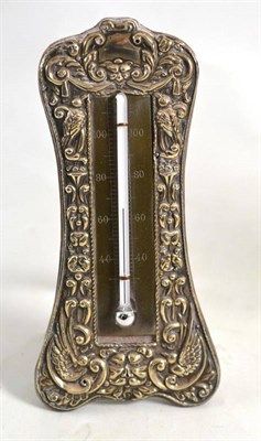 Lot 42 - Embossed silver thermometer