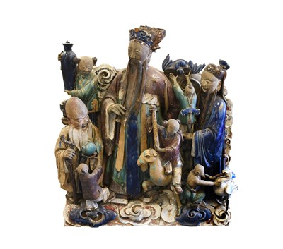 Lot 53 - A Chinese Architectural Tile Panel, in Ming...