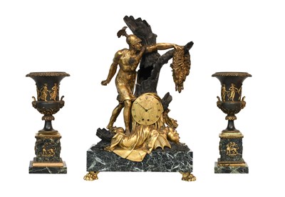 Lot 298 - A French Bronze Ormolu and Marble Striking...