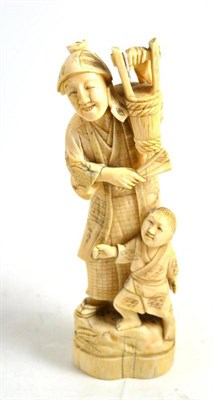 Lot 43 - A late 19th century Japanese carved ivory group