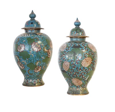 Lot 75 - A Pair of Chinese Cloisonne Enamel Vases and...