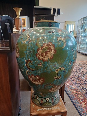 Lot 75 - A Pair of Chinese Cloisonne Enamel Vases and...