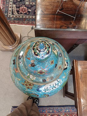 Lot 75 - A Pair of Chinese Cloisonne Enamel Vases and...