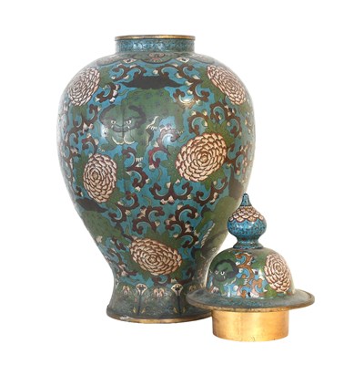 Lot 75 - A Pair of Chinese Cloisonne Enamel Vases and...