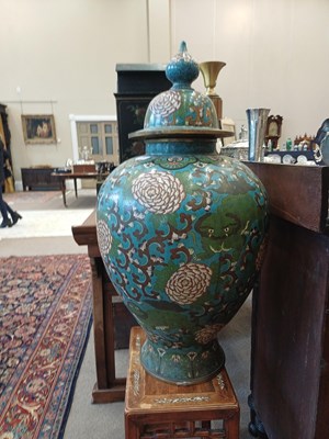 Lot 75 - A Pair of Chinese Cloisonne Enamel Vases and...