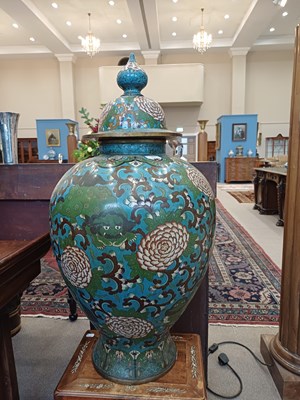 Lot 75 - A Pair of Chinese Cloisonne Enamel Vases and...