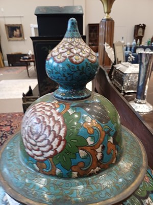 Lot 75 - A Pair of Chinese Cloisonne Enamel Vases and...