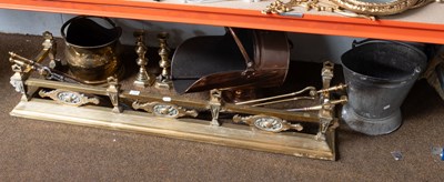 Lot 179 - Fire Side Items, to include: a brass fire curb,...