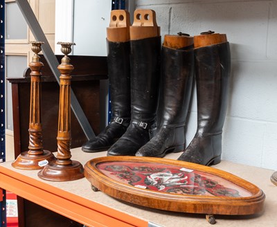 Lot 182 - Two Pairs of Black Leather Riding Boots With...