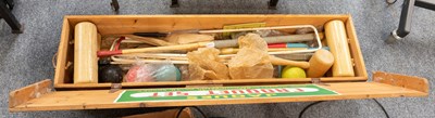 Lot 1432 - A Pine Cased Jaques of London Croquet Set