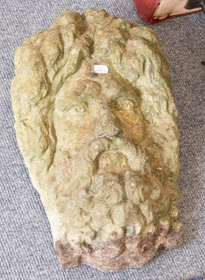 Lot 209 - A Weathered Composition Garden Wall Mask of...