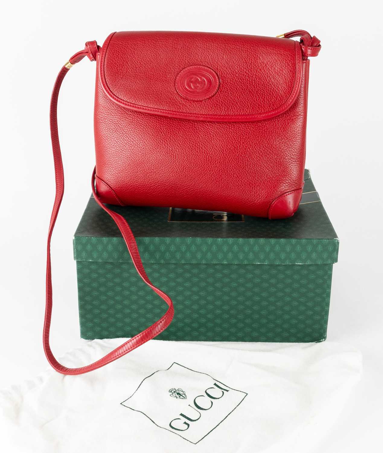Lot 1038 - Gucci Crossbody Red Leather Bag, with...
