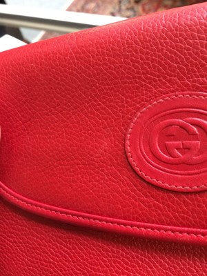 Lot 1038 - Gucci Crossbody Red Leather Bag, with...