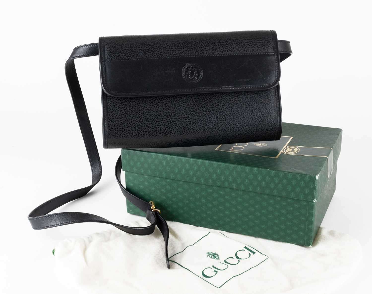 Lot 1037 - Gucci Crossbody Black Small Leather Bag, with...