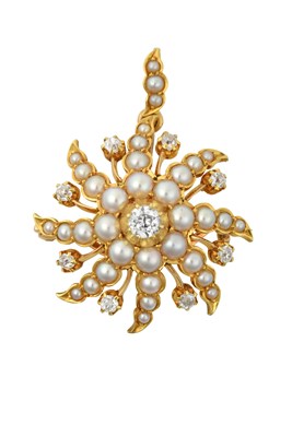 Lot 2381 - A Split Pearl and Diamond Brooch/Pendant,...