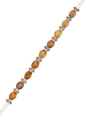 Lot 2358 - A Citrine and Split Pearl Necklace nine chain...
