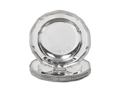 Lot A Set of Six George III Silver Soup-Plates