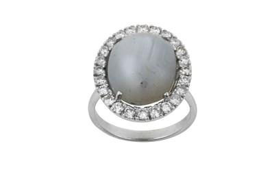 Lot 2292 - An 18 Carat White Gold Star Sapphire and...