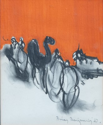 Lot 1061 - Brian Benjamin (Contemporary) Figures leading...