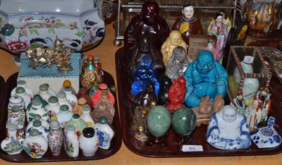 Lot 60 - Modern Chinese snuff bottles etc (on two trays)