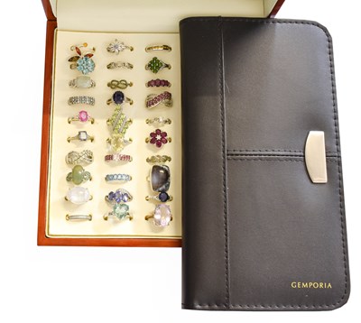 Lot 329 - Thirty Silver/White Metal Multi-Gem Set Rings,...