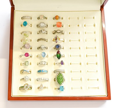 Lot 330 - Thirty Silver/White Metal Multi-Gem Set Rings,...