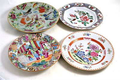 Lot 63 - A Cantonese plate, famille rose plate and two other Chinese plates (4)