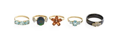 Lot 479 - Four 9 Carat Gold Multi-Gem Set Rings,...