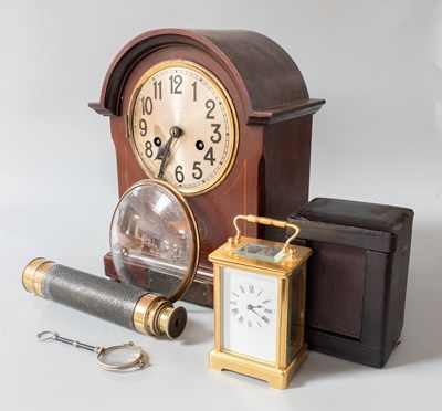 Lot 132 - A Striking Inlaid Mantel Clock, a French Brass...