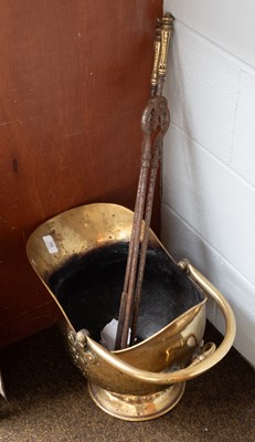 Lot 39 - A 19th Century Brass Helmet Form Coal Scuttle,...