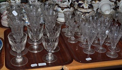 Lot 71 - Two trays of faceted drinking glasses