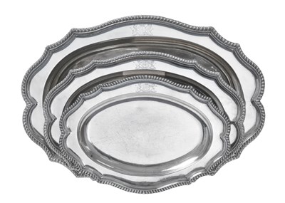 Lot A Graduated Set of Three George III Silver Meat-Dishes