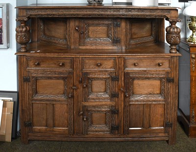 Lot 547 - A 20th Century Carved Oak Court...