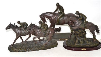 Lot 76 - Three modern horse racing sculptures