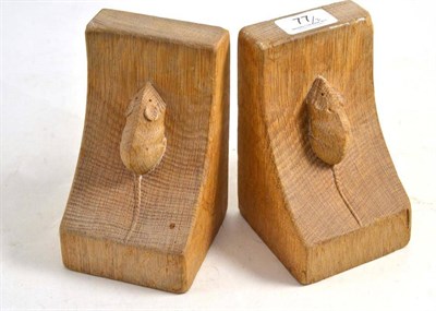 Lot 77 - A pair of Robert 'Mouseman' Thompson oak bookends